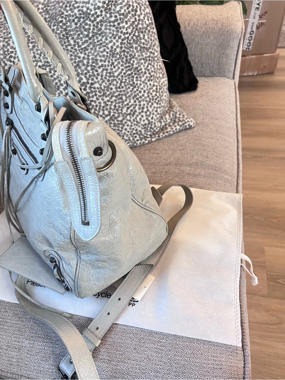 Balenciaga Vintage Le City Velo Light Grey Leather Satchel Shoulder Bag - Picture 5 of 13